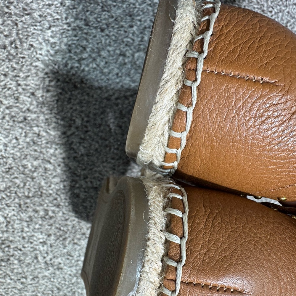 Marc Fisher Jarquis Espadrille Sandals Tan Studded Ankle Strap Size 8.5 Leather - Picture 14 of 14